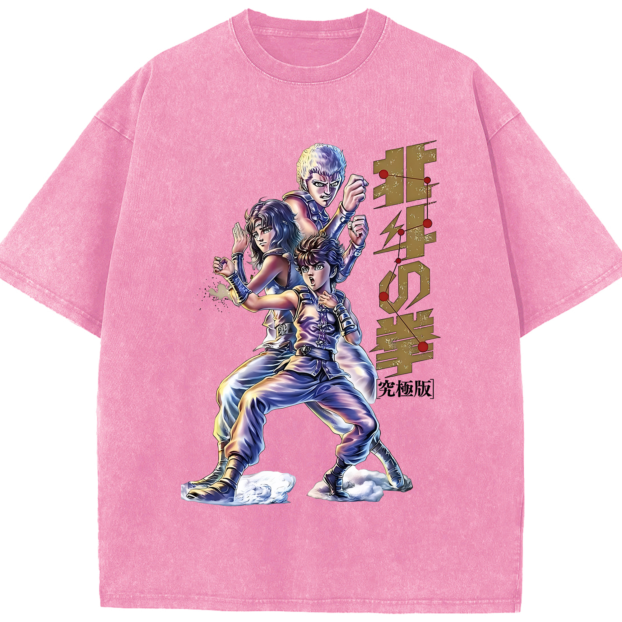 （画像用） 北斗の拳 Fist of the North Star 綿100% ヴィンテージ風 半袖Tシャツ（フロントプリント）